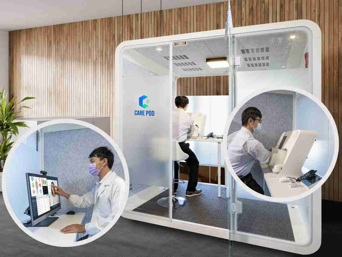 达擎于医疗科技展中展出＂远距诊疗舱＂，，，以因应医疗数字化及社会高龄化趋势下、、复诊及慢性病患等族群对于远距看诊需求逐渐升高所推出的创新整合方案。。。多功能合一、、、高隐私性的远距诊疗舱可根据病患端与医师端的不同需求，，提供弹性化及客制化功能，，节省医生和病患的精力及时间