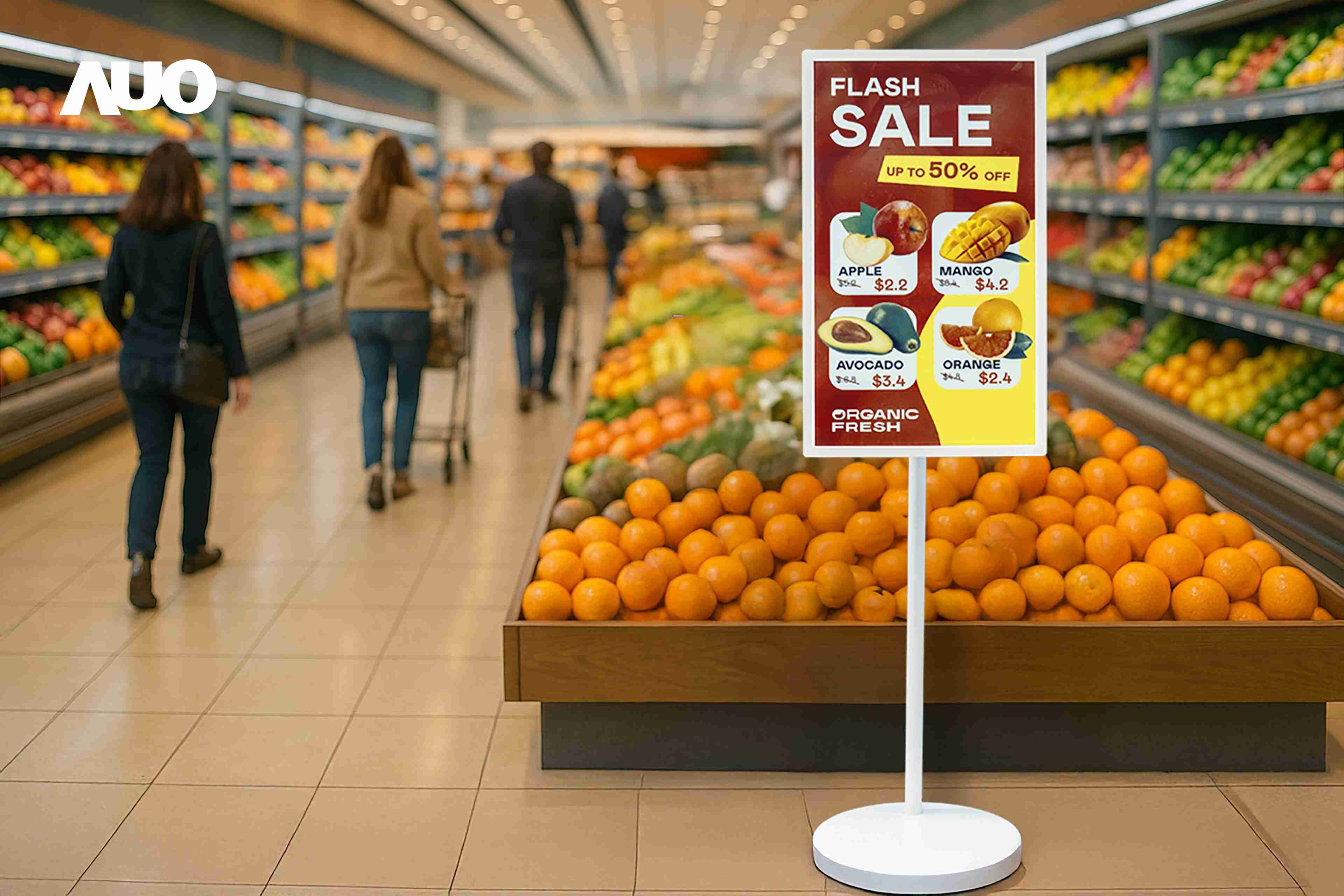 达擎首亮相低功耗、、、、全彩的〝aecoPost电子纸解决方案〞，，，，仅在更新画面时需要微量的电力驱动，，无需布建电线的便捷设计，，，使其可灵活应用、、、、随意置放，，，并可透过云端或行动装置app，，，，轻松管理及排程广告内容，，晋升店头营销利器。。